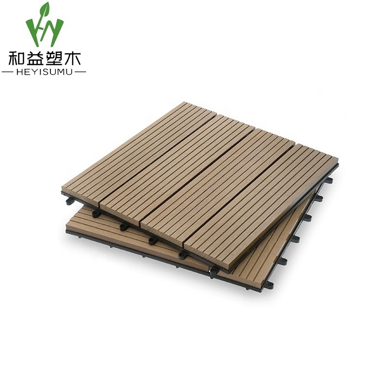 Outdoor indoor wood plastic wpc waterproof interlocking composite decking diy decking tile