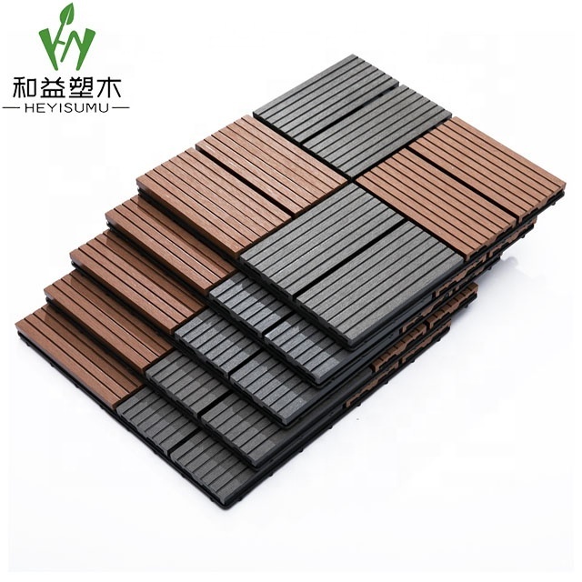 Outdoor indoor wood plastic wpc waterproof interlocking composite decking diy decking tile