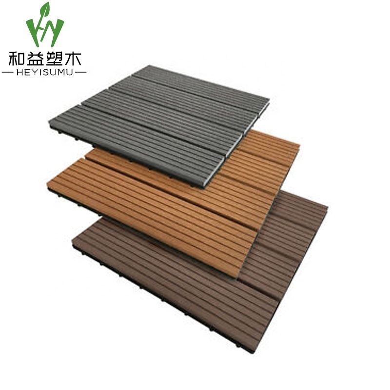 Cheap wood plastic composite tile fireproof wpc diy decking tile 300x300mm