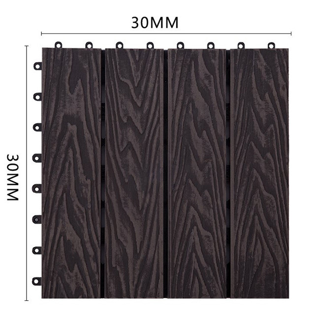 30x30cm non-slip Wpc Deck Interlocking Wood Floor Boards Tiles Waterproof deck and patio wood tile