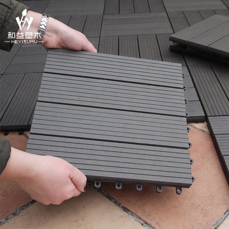 Cheap wood plastic composite tile fireproof wpc diy decking tile 300x300mm