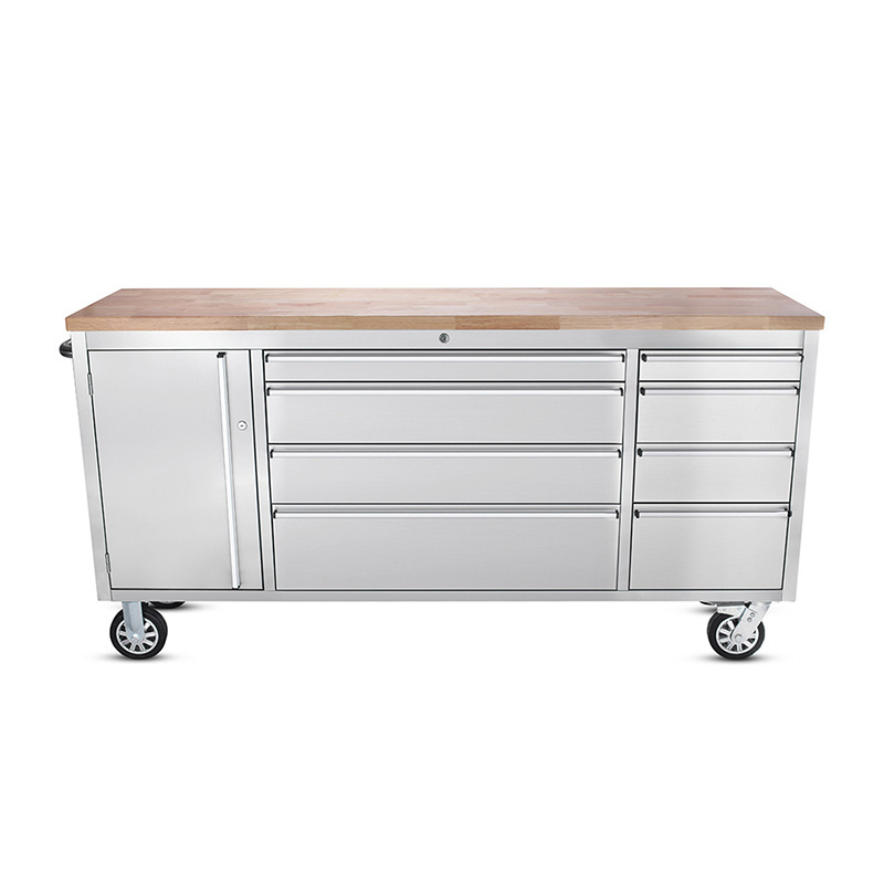 72 stainless steel tool box with wooden top