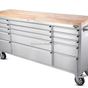 72 stainless steel tool box with wooden top