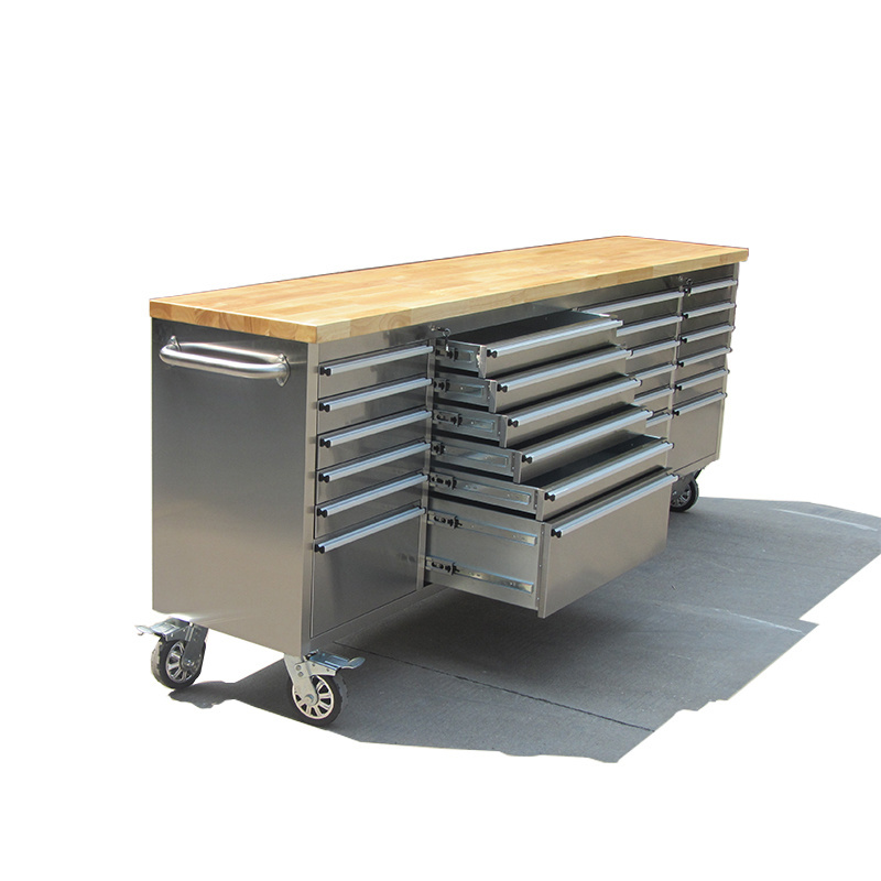 Rolling stainless steel workbench with drawers/96 inch tool cabinet tool cart