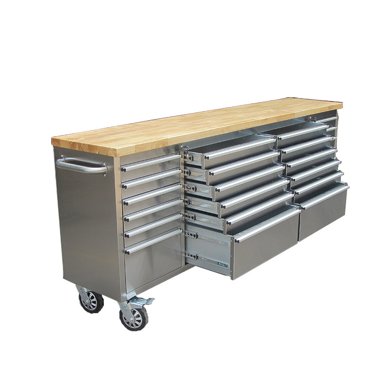 Hyxion 96 inch 24 drawer stainless steel tool chest for sale