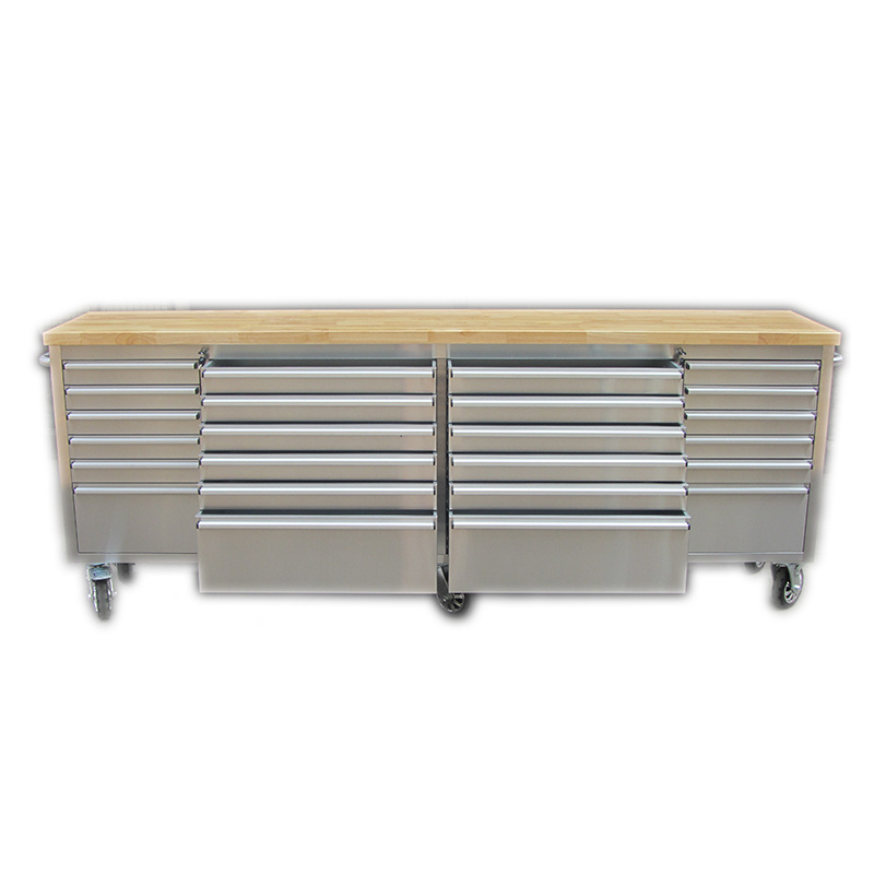 Rolling stainless steel workbench with drawers/96 inch tool cabinet tool cart