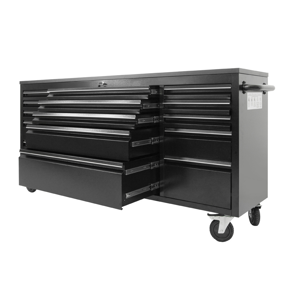 72 inch 15-Drawer Tool Chest Rolling Cabinet In Black