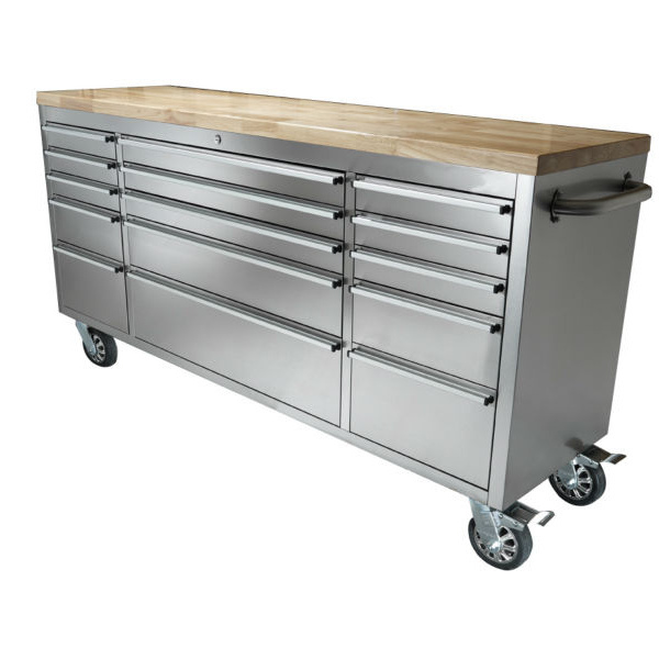 72 inch stainless steel trolley mechanic tool box with wheels/ heavy duty mechanic toolbox