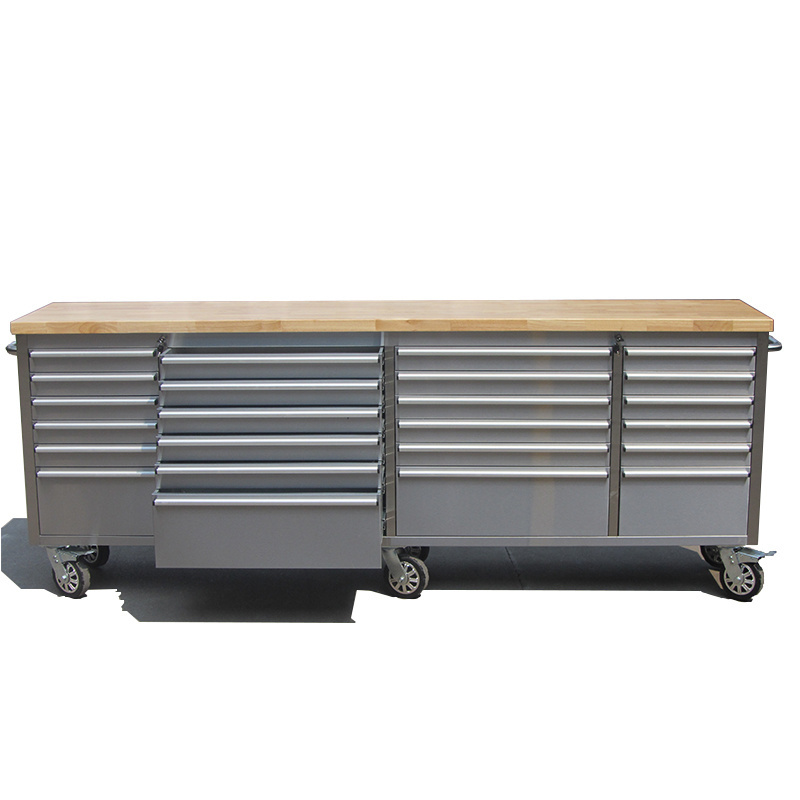 Rolling stainless steel workbench with drawers/96 inch tool cabinet tool cart