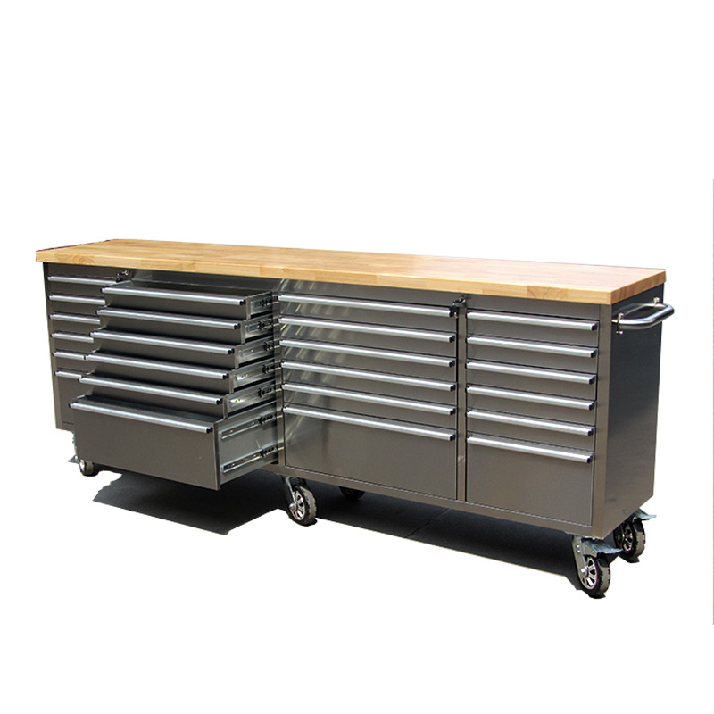 Rolling stainless steel workbench with drawers/96 inch tool cabinet tool cart