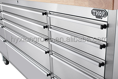 HTC 7215 Garage rolling metal drawer tool box with wood top