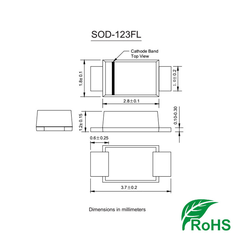 Rectifier diode 1A 1000V 1N4007W 4007 SMD SOD-123 mark A7 ultra-thin withstand voltage 1kV