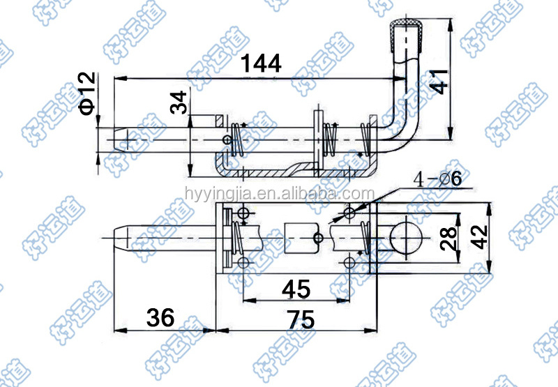 Van truck body heavy duty side spring loaded bolts latch lock 02419