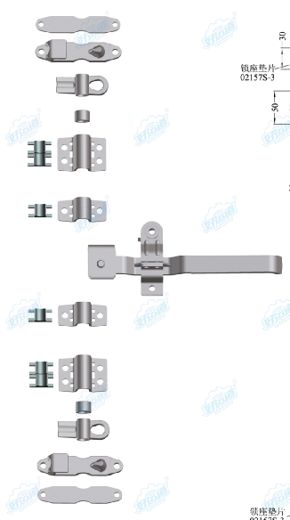 Cargo container door lock set parts, galvanized cam lock fitting