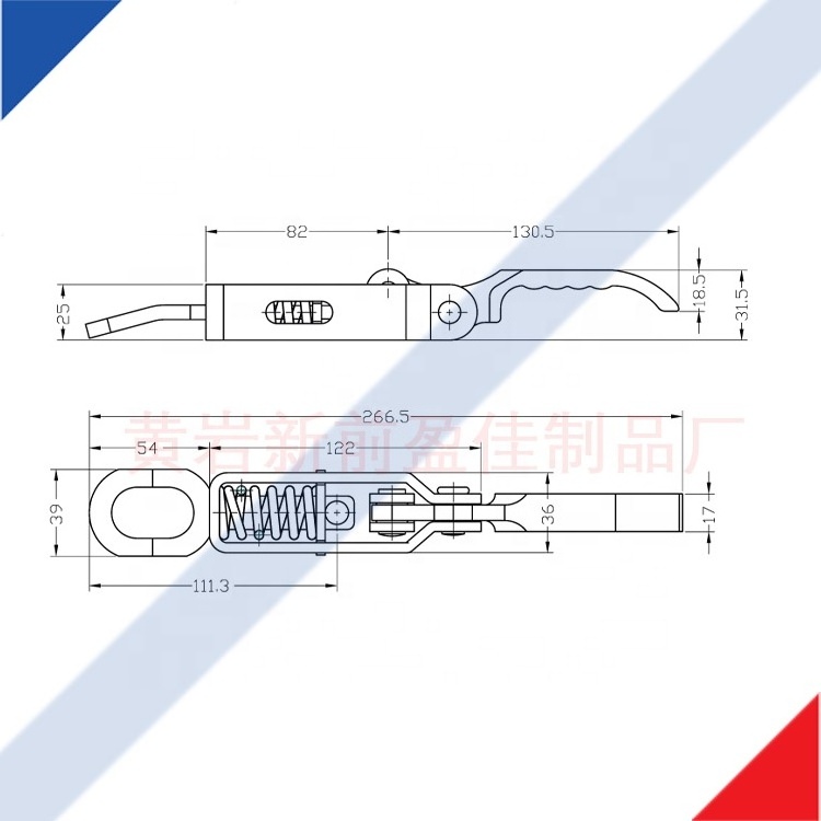 Wing opening truck spring loaded heavy duty overcentre latch fastener