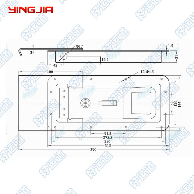 Cargo container body parts van recessed door handle lock