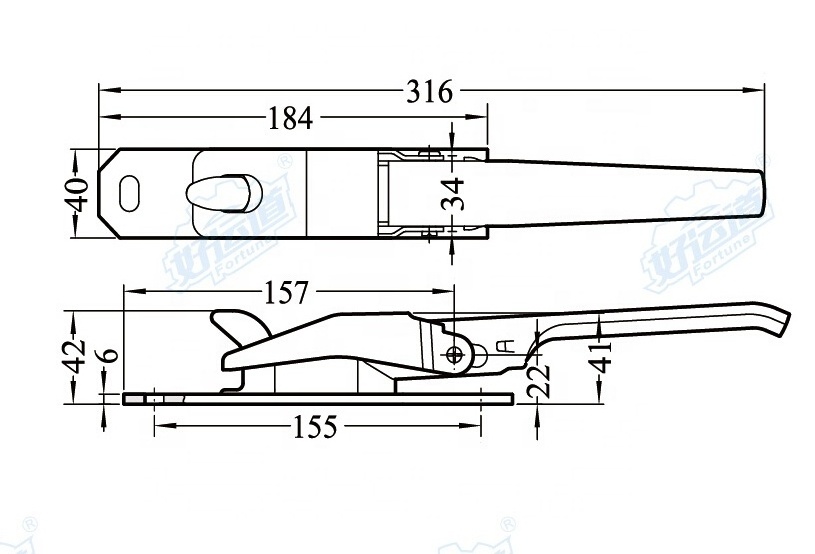 Curtain side truck over center fastener trailer weld on lock latch handle