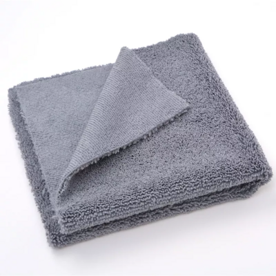 Long and short pile multi function  Blue  Grey Color 380gsm 40X40cm edgeless microfiber  car cleaning towel for auto detailing