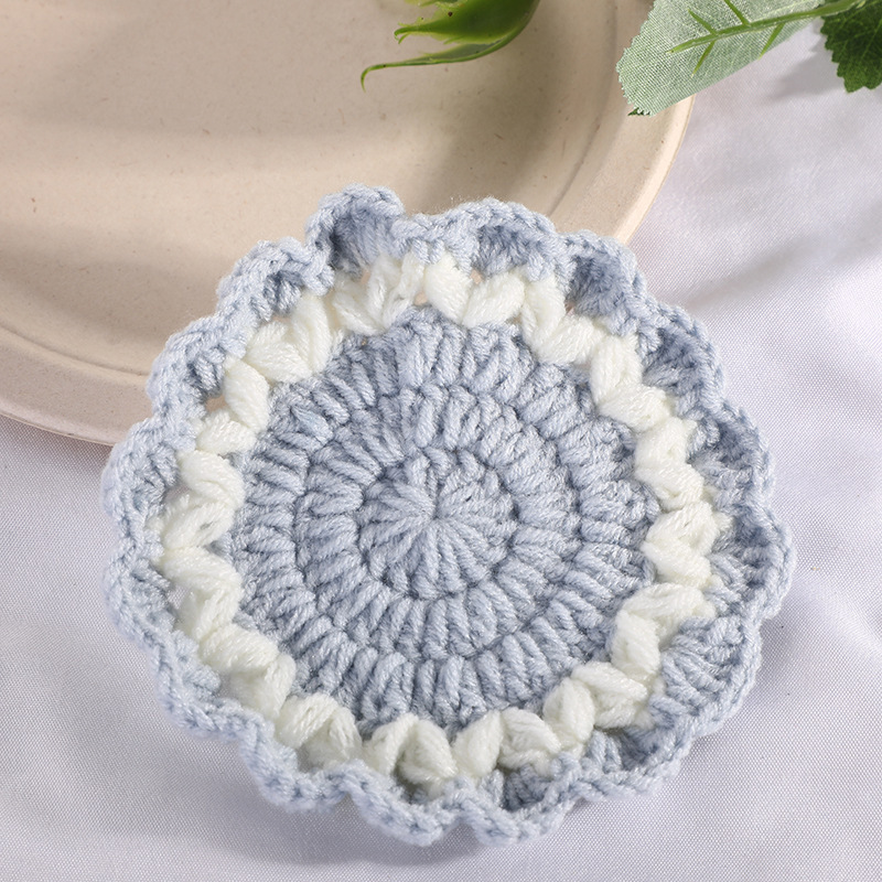 Y-Z Cozy Minimalist Farmhouse Round Doily Crochet Lace Cup Coaster Set Gift Kitchen Table Decor