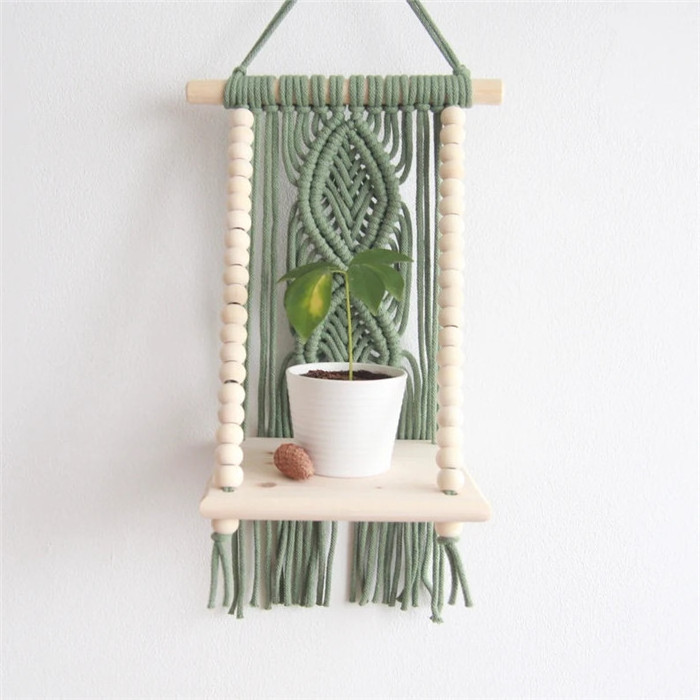 2022 New customized Macrame Hanging Shelf Wall hanging Woven Rope Bohemian Shelves  W1316