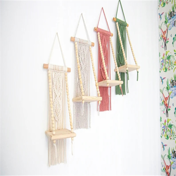 2022 New customized Macrame Hanging Shelf Wall hanging Woven Rope Bohemian Shelves  W1316