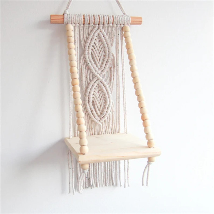 2022 New customized Macrame Hanging Shelf Wall hanging Woven Rope Bohemian Shelves  W1316