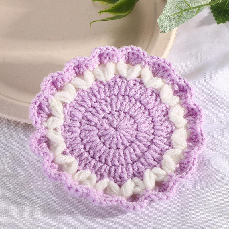 Y-Z Cozy Minimalist Farmhouse Round Doily Crochet Lace Cup Coaster Set Gift Kitchen Table Decor