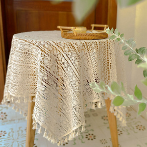 Y-F Boho retro lace macrame home small round tablecloth nordic style hollow coffee table cloth fabric