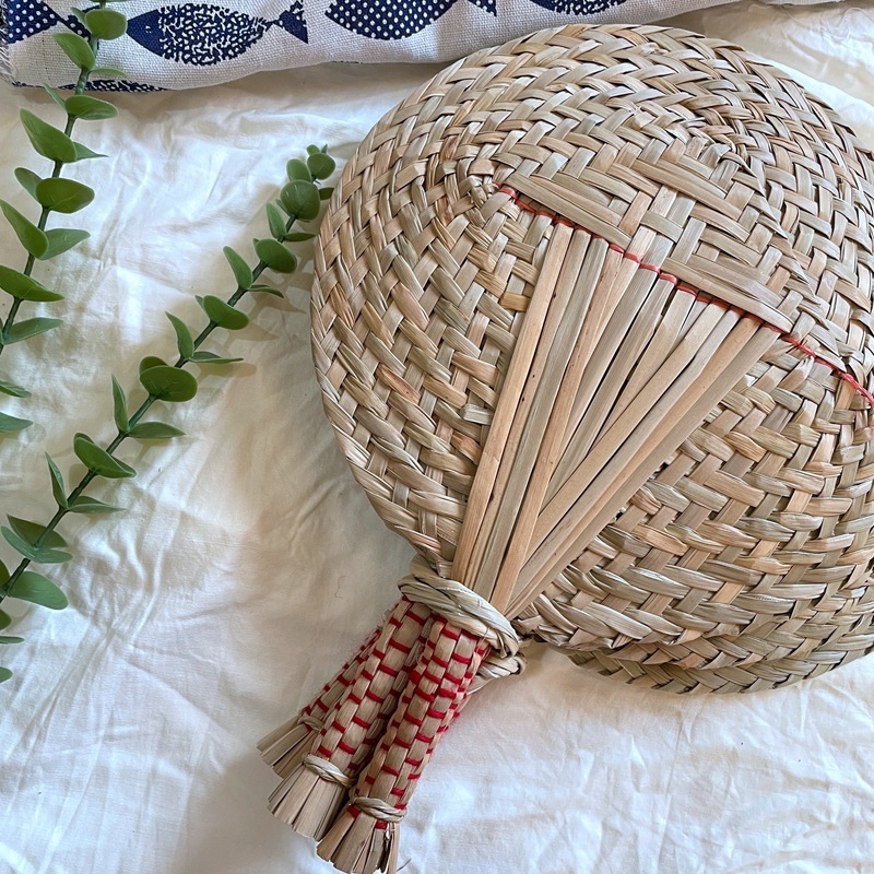 Y-Z Woven rattan leaf straw summer cool beach pool boho tropical hand fan decorative handheld fans