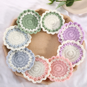 Y-Z Cozy Minimalist Farmhouse Round Doily Crochet Lace Cup Coaster Set Gift Kitchen Table Decor