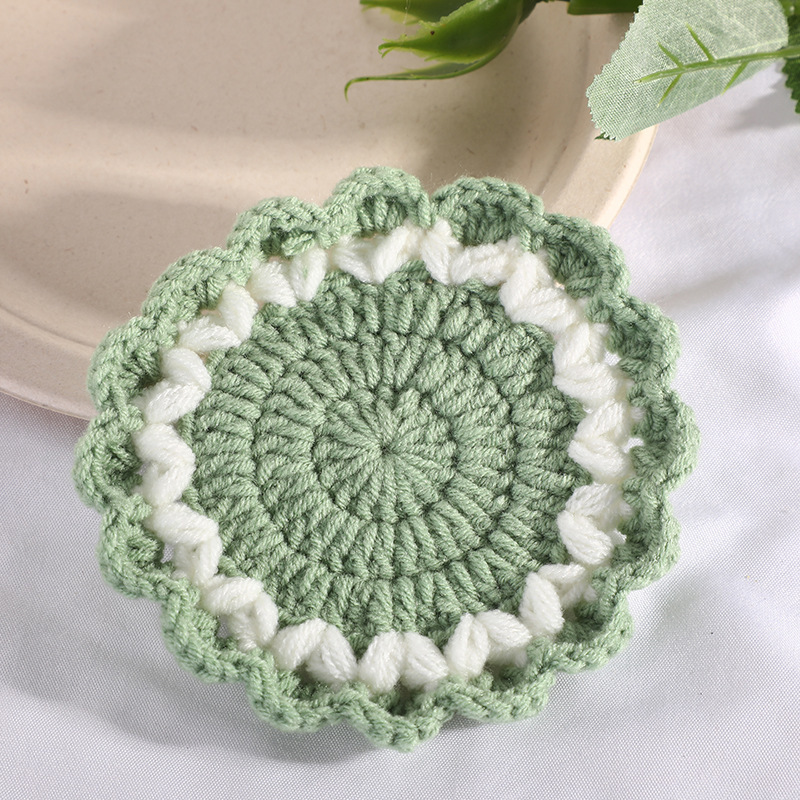 Y-Z Cozy Minimalist Farmhouse Round Doily Crochet Lace Cup Coaster Set Gift Kitchen Table Decor