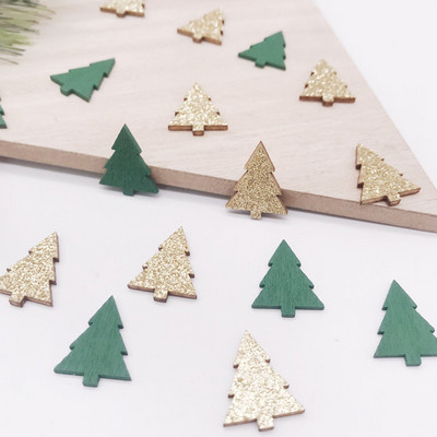 Christmas Tree Ornaments Mini Wood Tree Decorations New Glitter And Green Paint Christmas Tree For Table Decoration