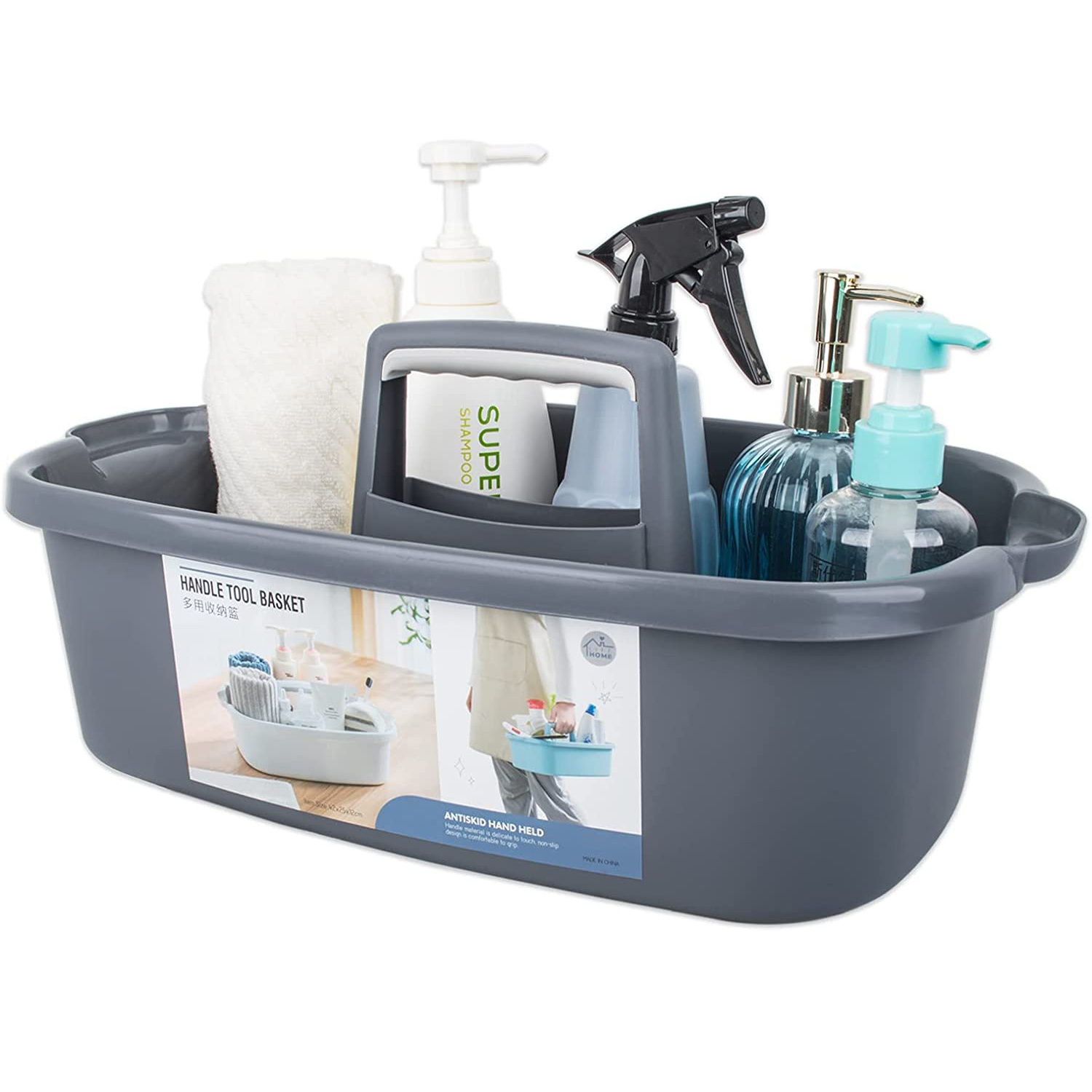 Under Sink Tool Storage Caddy Plastic Caddy Cleaning Supply Organizer with Handle