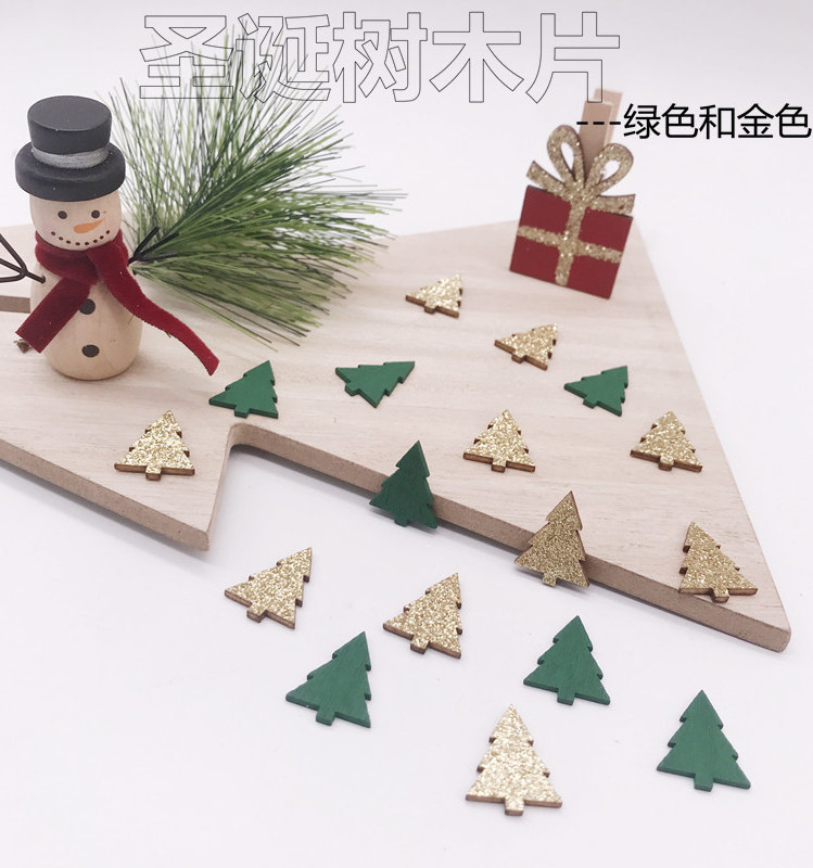 Christmas Tree Ornaments Mini Wood Tree Decorations New Glitter And Green Paint Christmas Tree For Table Decoration