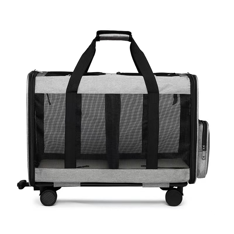 foldable 2 room pet carriers travel products breathable pet dog sling bag pet trolley bag with wheels