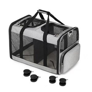 Pet Rolling Carrier Dog Backpack With Wheels Cats Puppies Travel Bag With Wheels Dog Trolley Airline Approved