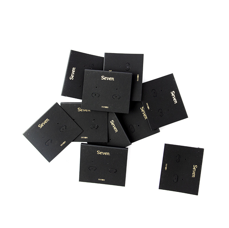 Earring Cards Golden Foil Stamping Black PVC Plastic Jewelry Display Card  Necklace Packaging Card With Custom Logo Printing