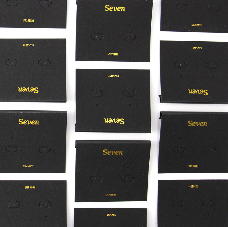 Earring Cards Golden Foil Stamping Black PVC Plastic Jewelry Display Card  Necklace Packaging Card With Custom Logo Printing