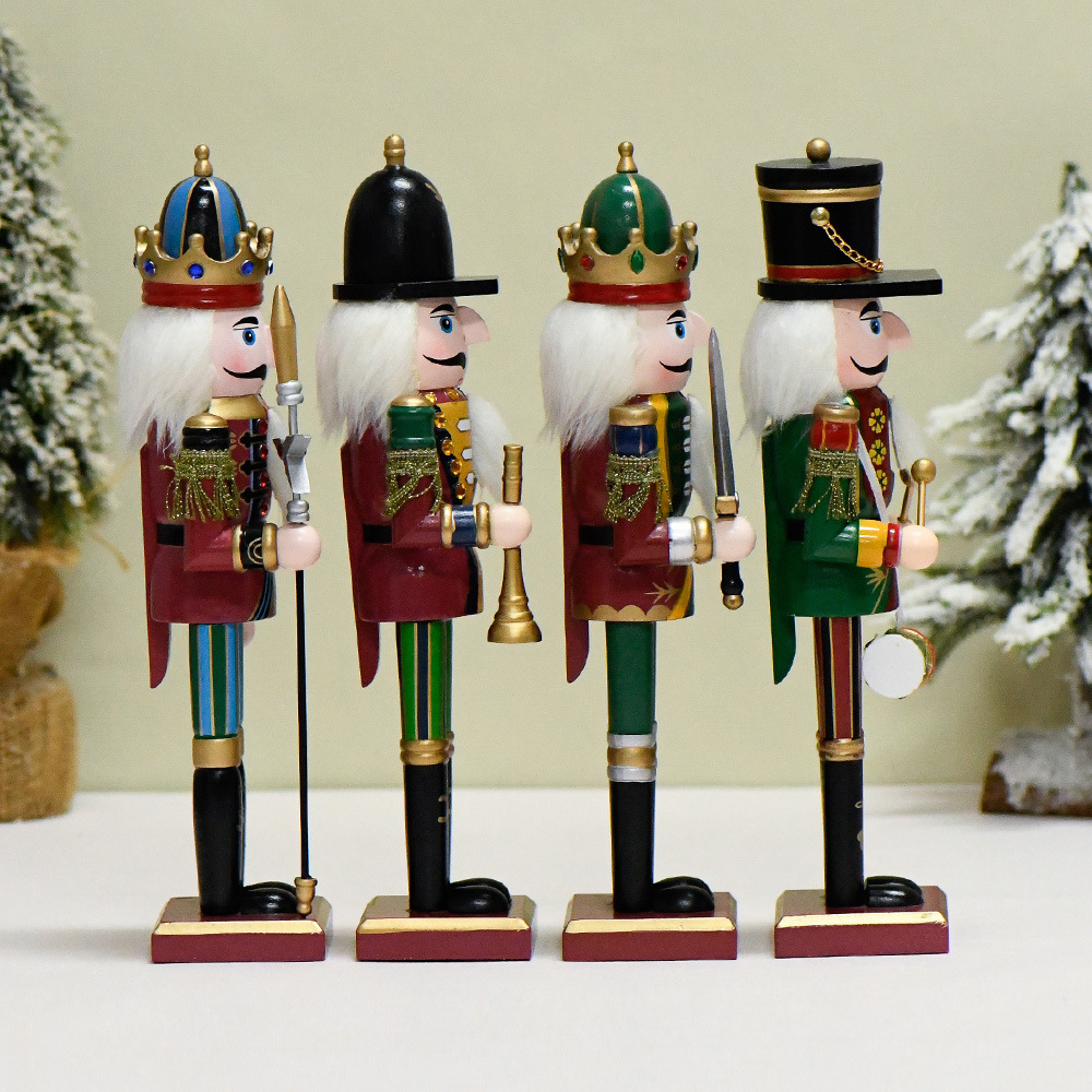 30CM Wooden Nutcracker Puppet Figurine Hand Painted Nutcracker Soldier Model Doll Christmas Ornaments Home Decoration New Year