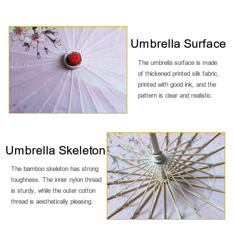 82/84cm Silk Cloth Women Umbrella Japanese Cherry Blossoms Ancient Dance Umbrella Decorative Chinese Style Oil Paper Umbrella