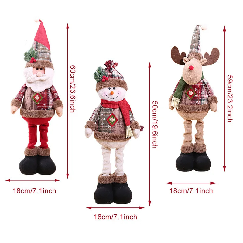 Merry Christmas Santa Claus Cloth Doll Elk Christmas Ornaments and Xmas Tree Decorations Natal Gifts for Home Decor