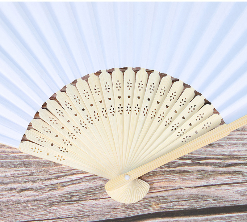 Custom Diy Blank Paper Fan 7 Inch Portable Hand  Fan Painting White Color Folding Fan