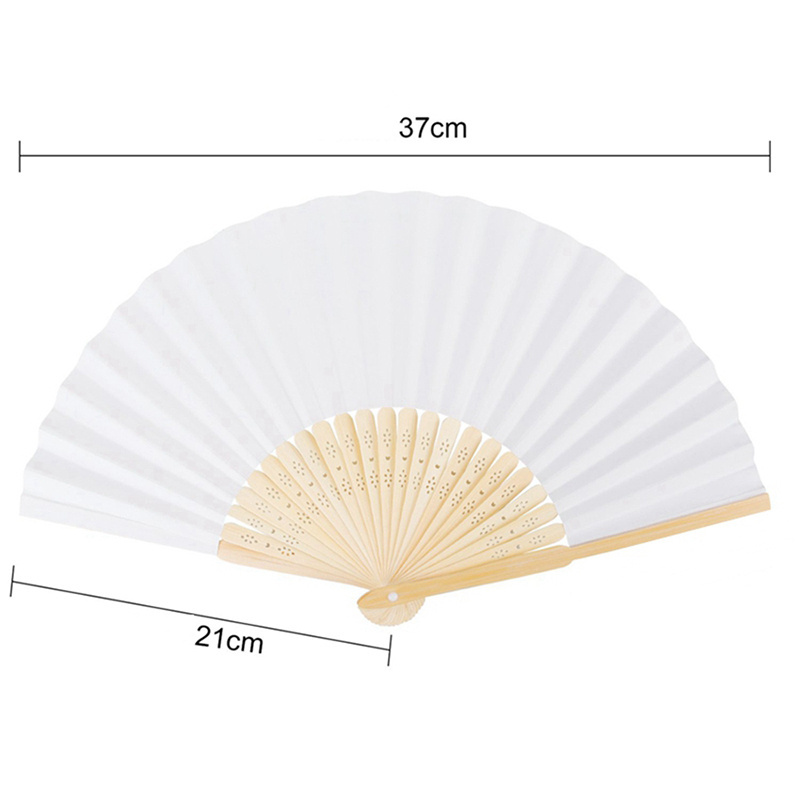 Custom Diy Blank Paper Fan 7 Inch Portable Hand  Fan Painting White Color Folding Fan