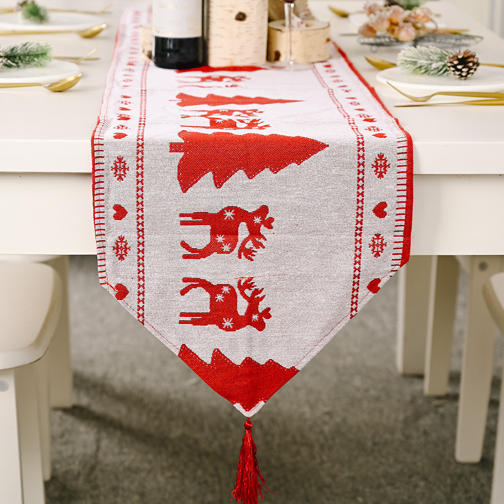 Christmas Fashion Decorative Linen Printed Table Runners Table Decorations Ornaments Tablecloth Placemats