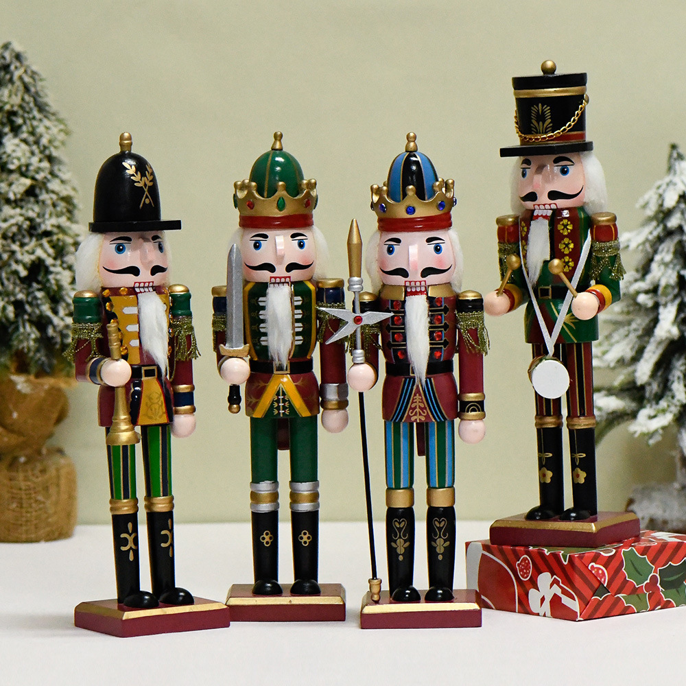 30CM Wooden Nutcracker Puppet Figurine Hand Painted Nutcracker Soldier Model Doll Christmas Ornaments Home Decoration New Year