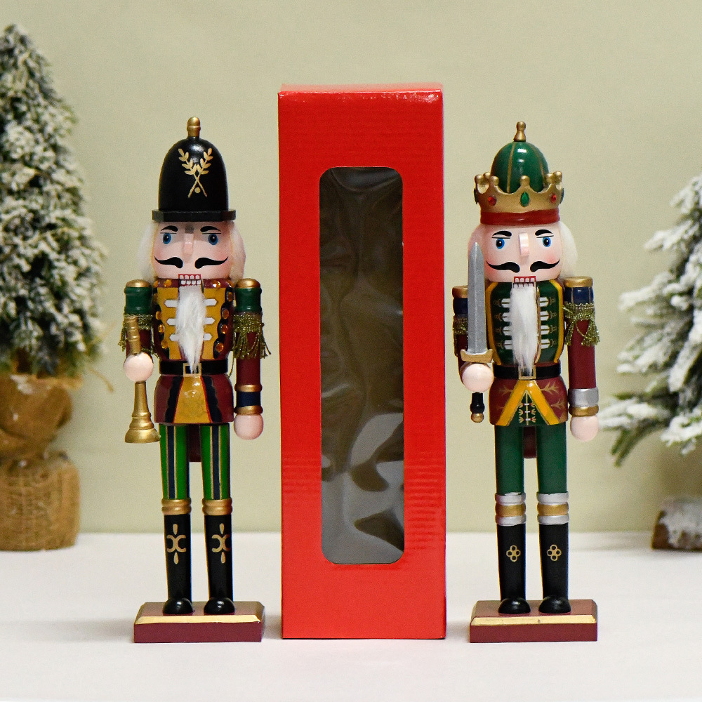 30CM Wooden Nutcracker Puppet Figurine Hand Painted Nutcracker Soldier Model Doll Christmas Ornaments Home Decoration New Year