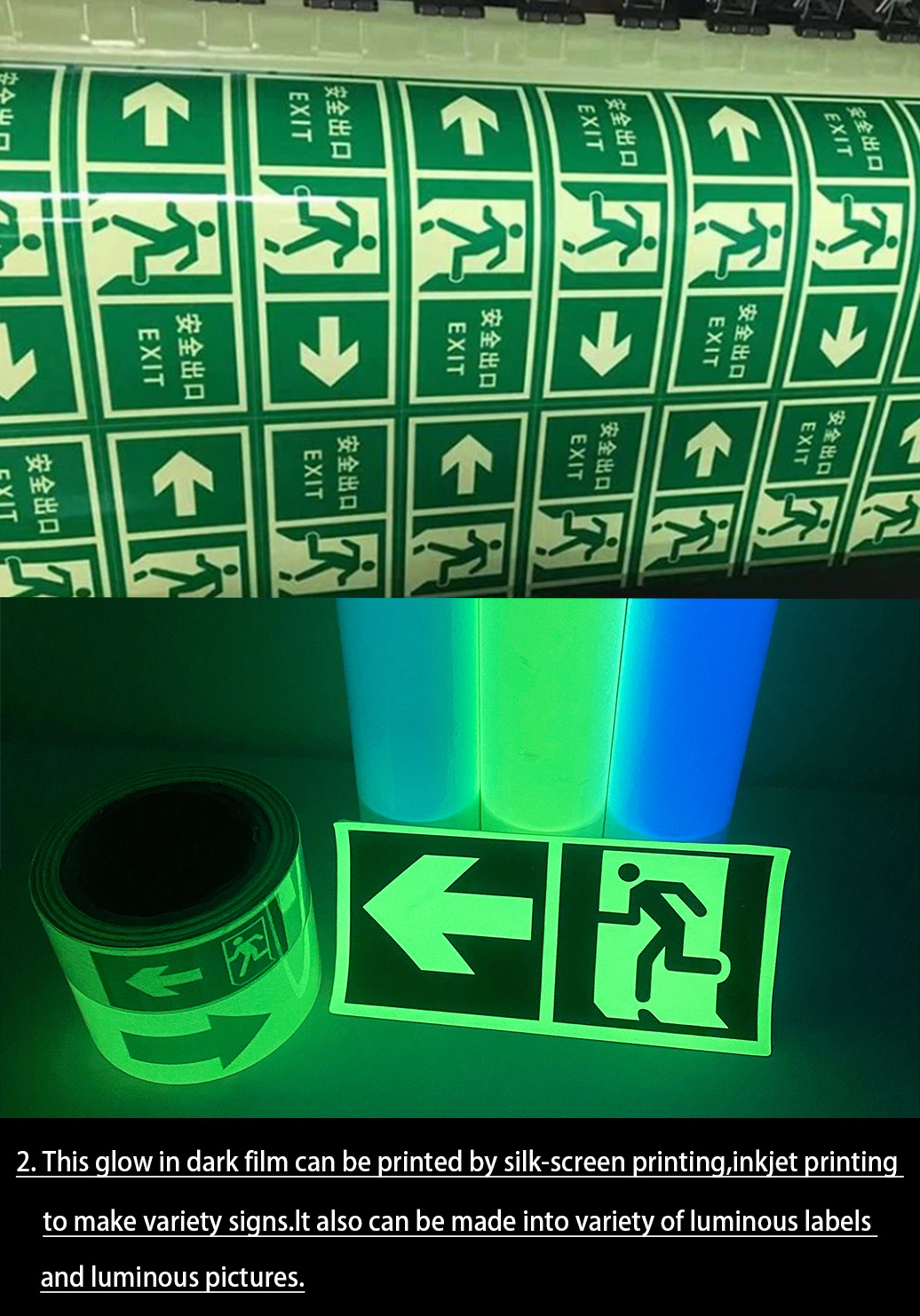 Fluorescent Night Pet Material Vinyl Roll Paper Glow In The Dark Vinyl Self Adhesive Tape Sheet Stickers Luminous Film