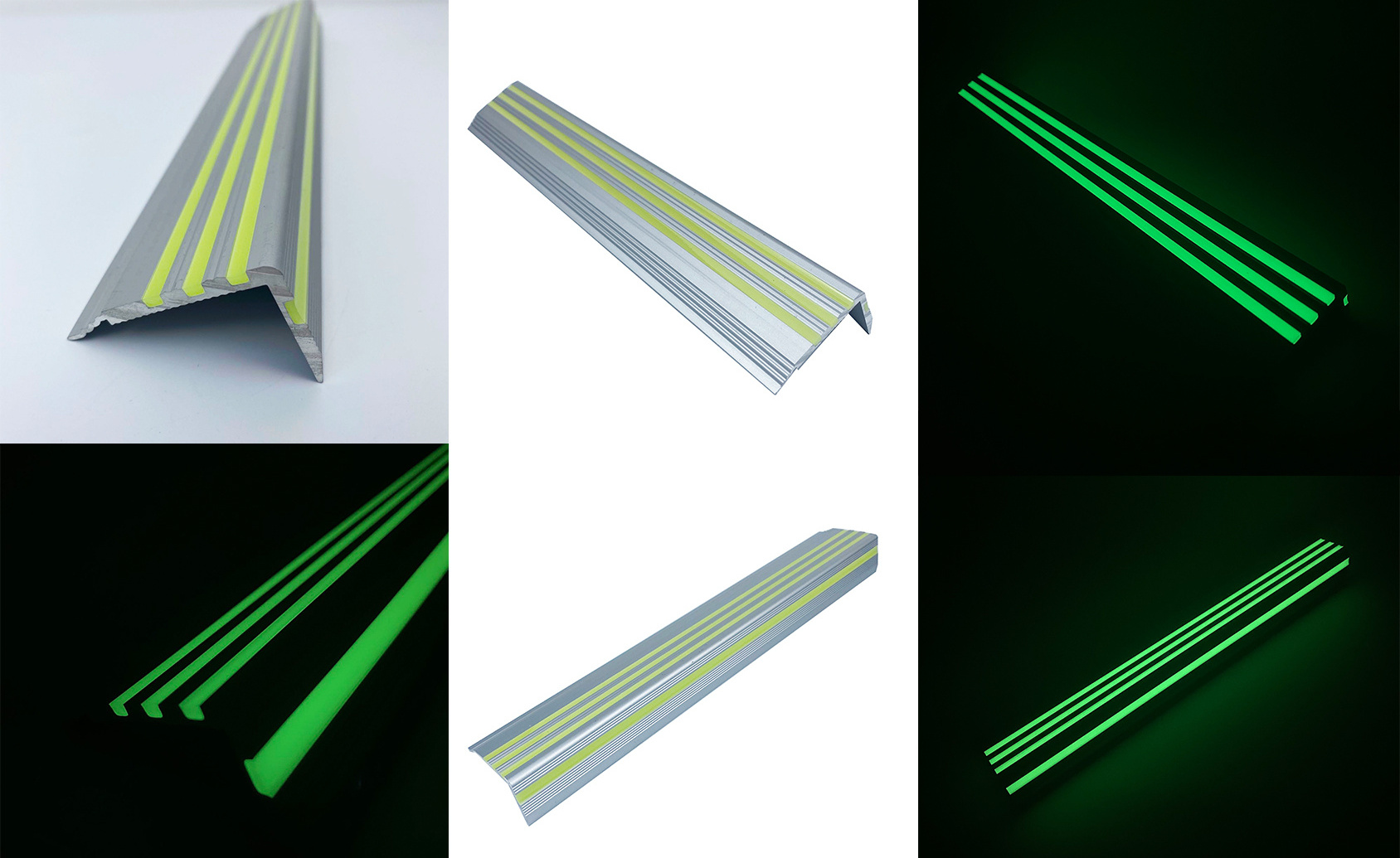 Aluminum luminous stair nosing anti slip glow in dark strip for staircase