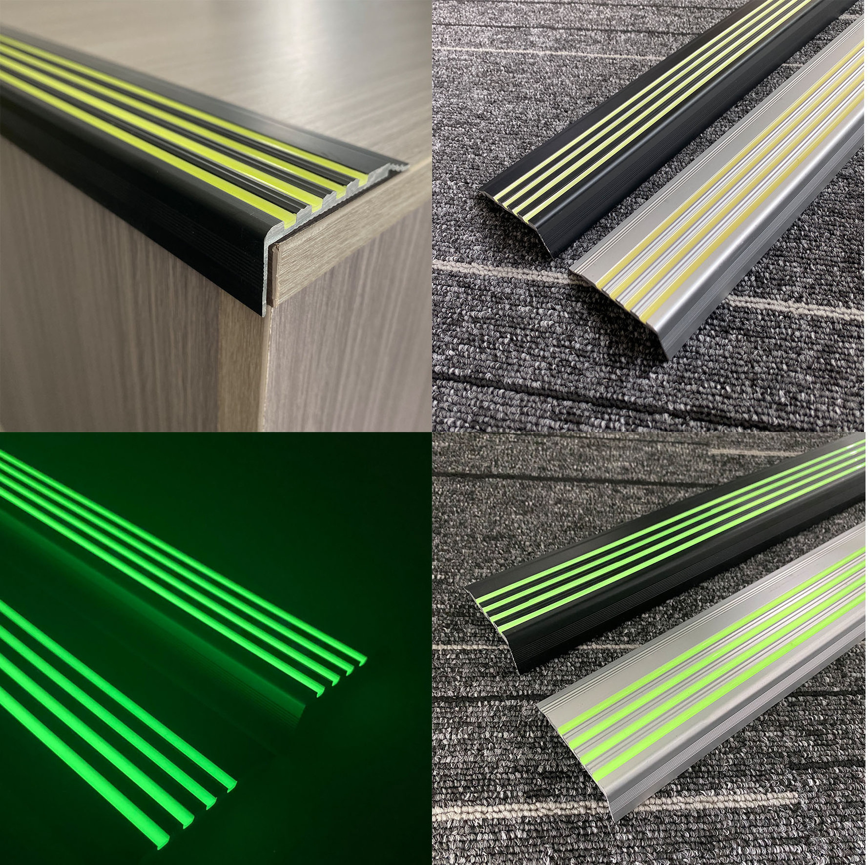 Luminous Anti Slip Aluminium Stair Nosing Step Edge Ramp Profile Glow in Dark for Walking Area Lighting