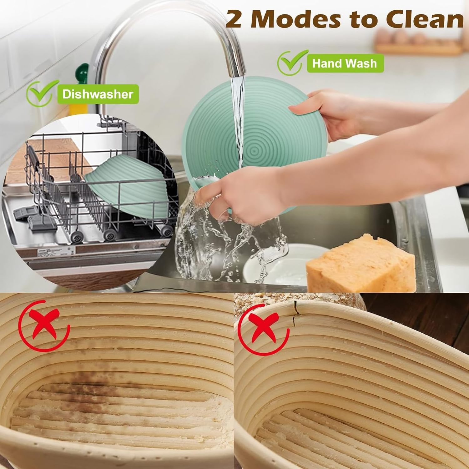 New 2024 Non-stick Collapsible Bread Proofing Fermentation Basket Kit with Accessories Handmade Rattan Bread Basket Set 3-5days